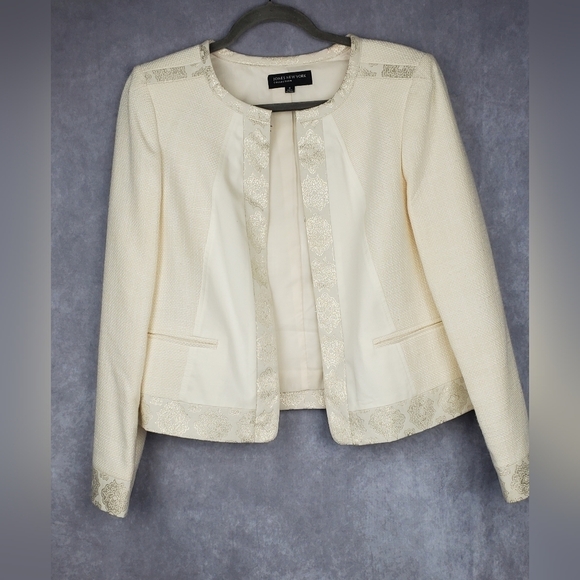 Jones New York  White silver Ted baker style Women's blazer Size 10 - Picture 2 of 15